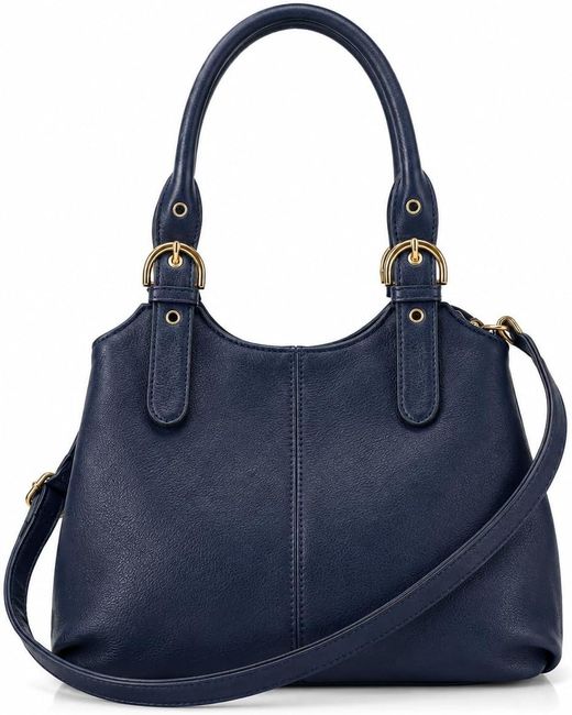 Woodland Leathers Blue Handbag Multi Pocket Tote Shoulder Bag