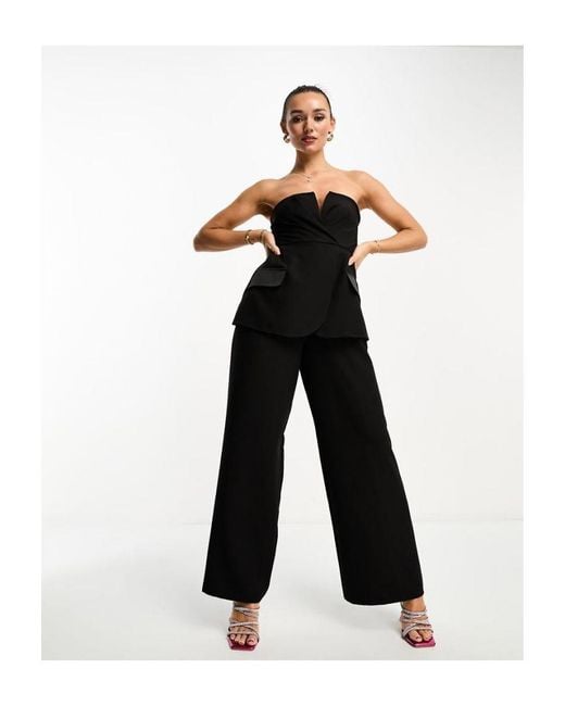 ASOS White Bandeau Tux Jumpsuit