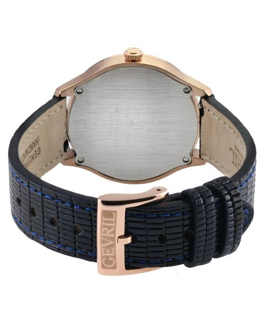 Gevril Black Morcote Swiss Diamond Mop, Genuine Italian Leather Watch