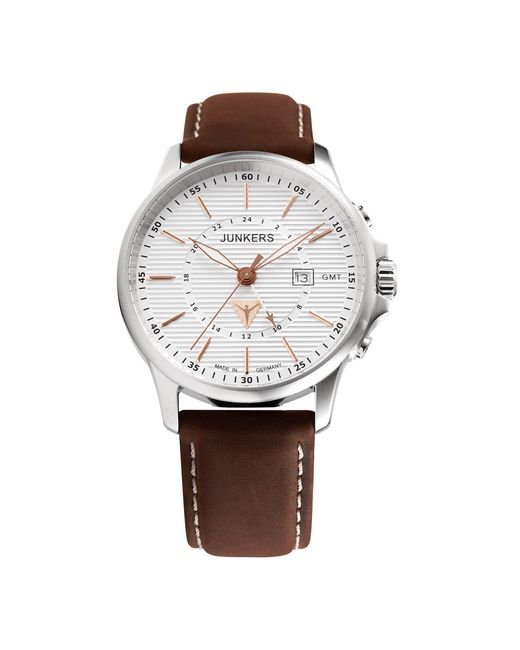 Junkers Original Gray 6842-4 Quartz Watch Classic Bauhaus Design Minimalist Dial With Date Display Sapphire Crystal for men