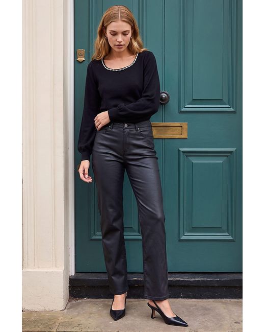 Roman Blue Pu Coated Straight Leg Jean
