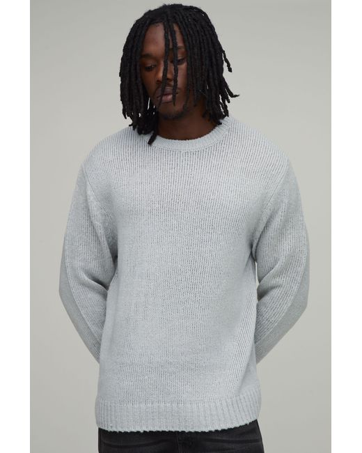 BoohooMAN Gray Tall Relaxed Fit Brushed Knitted Jumper for men