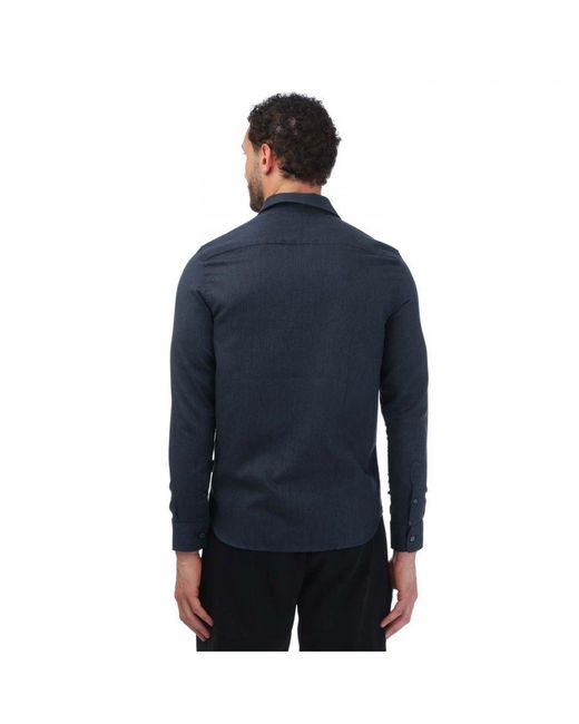 Ted Baker Blue Crotone Long Sleeve Herringbone Shirt for men