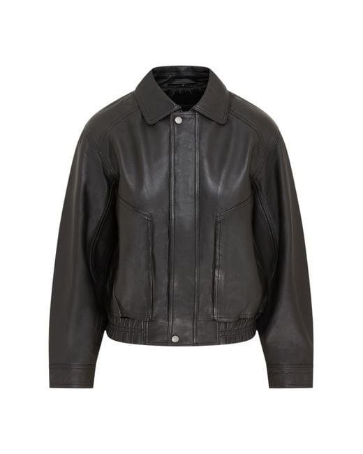 Infinity Leather Black Biker Blouson Bomber Oversized Jacket