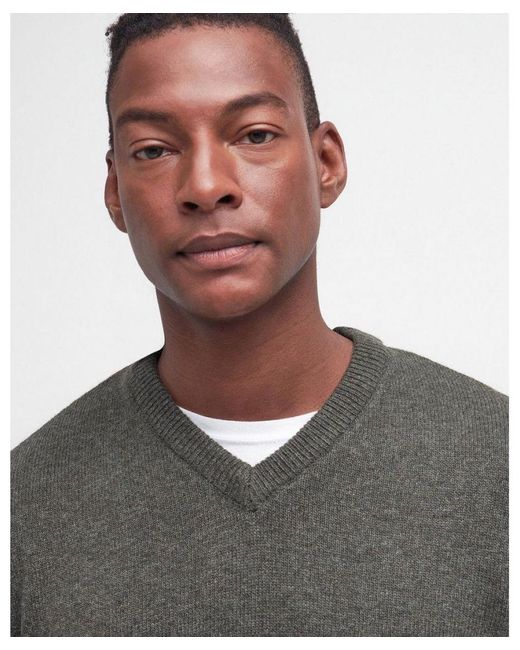 Barbour Nelson Essential V Neck Jumper in Grey for Men Lyst UK