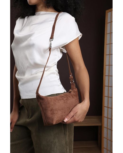 Where's That From Black 'Caramel' Suede Finish Sling Handbag With Adjustable Shoulder Strap