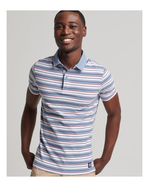 Superdry Organic Cotton Academy Stripe Polo Shirt in White for Men | Lyst UK