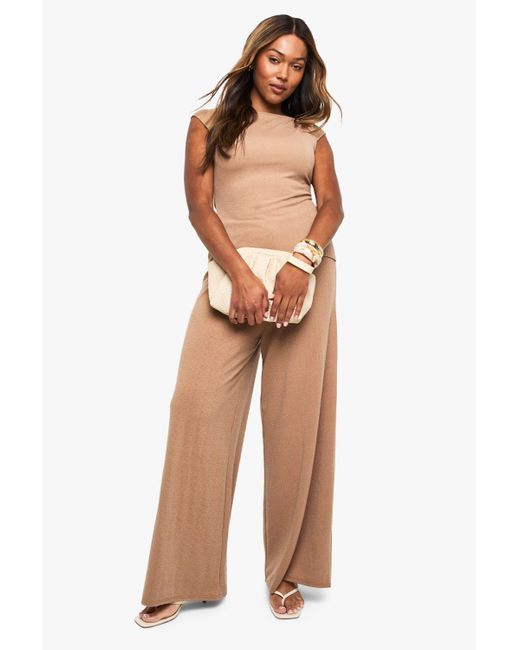 Boohoo Multicolor Plus Ripple Rib Drawstring Trouser