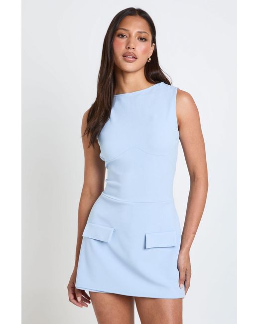 Boohoo Blue Pocket Detail Sleeveless Skort Playsuit
