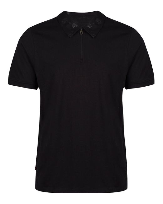 Luke 1977 Black Henderson Zip Neck Polo for men