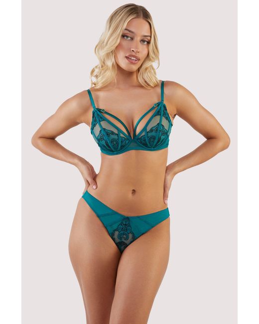 Playful Promises Blue Rhiannon Caged Embroidery Brief