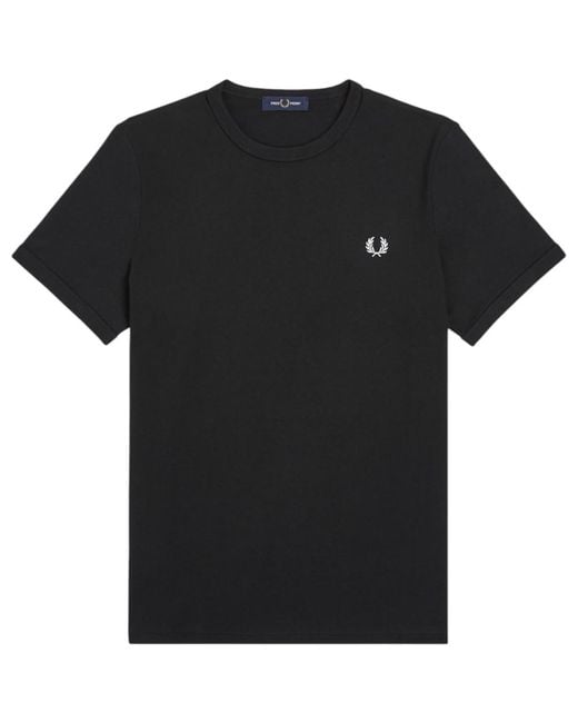 Fred Perry Black Ringer T-Shirt Cotton for men