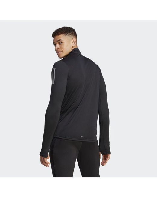 Adidas Originals Black Own The Run 1/4 Zip Long Sleeve Sweatshirt for men