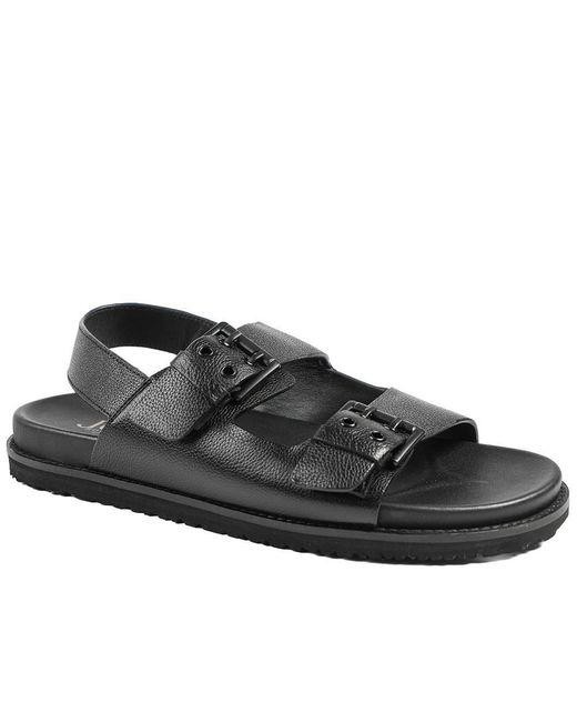 Jones Bootmaker Black Whitaker Leather Buckle Sandals for men