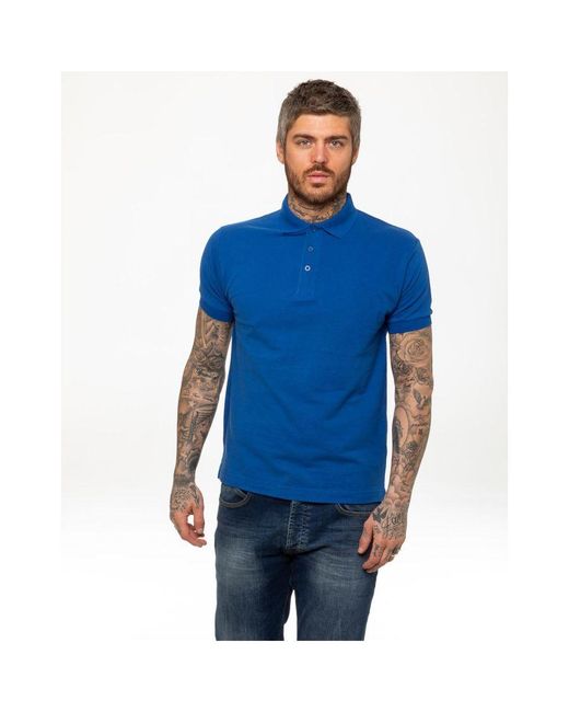 Kruze By Enzo Blue Short Sleeve Polo Shirts for men