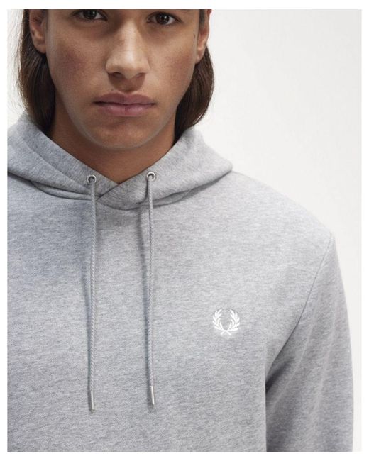 Fred Perry Gray Tipped Hooded Sweatshirt for men