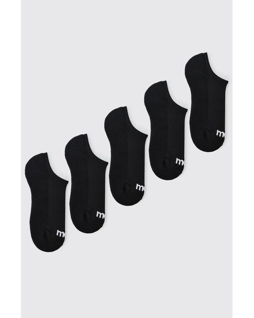 BoohooMAN Black 5 Pack Dot Half Terry Trainer Socks for men