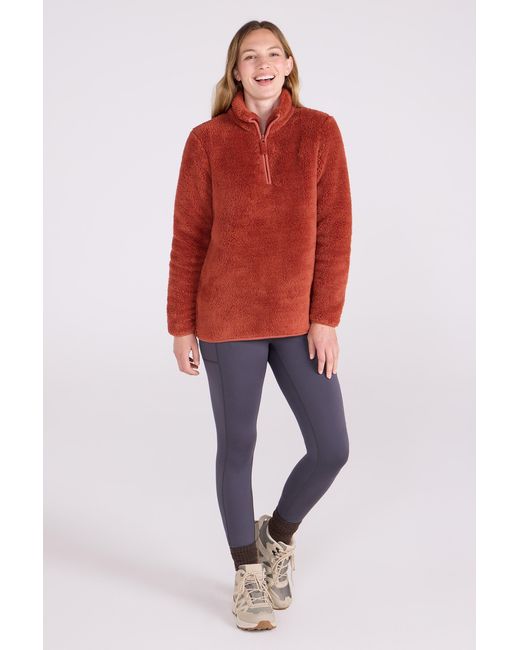 Mountain Warehouse Red Teddy Fleece Sweater With Half Zip Warm Cosy Sweatshirt
