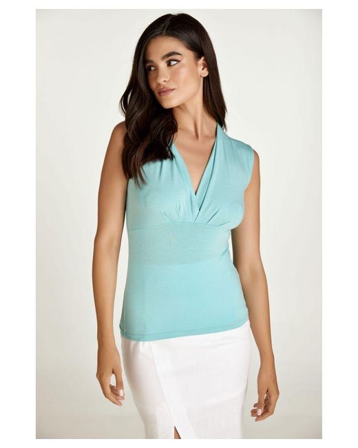 Conquista Green Aqua Wrap Top