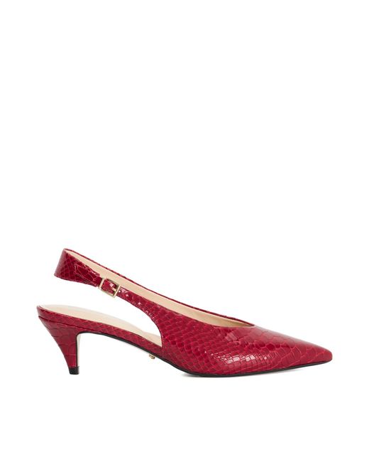 Dune Connect Leather Flared Heel Court Shoes