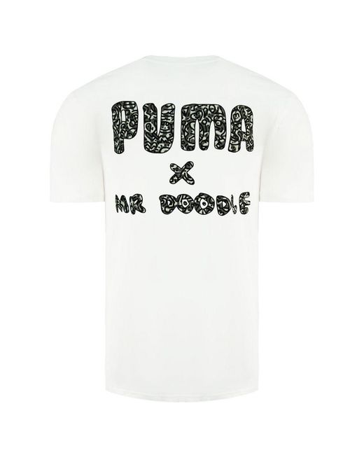 PUMA White X Mr. Doodle Short Sleeve Crew Neck T-Shirt 598683 02 Cotton for men