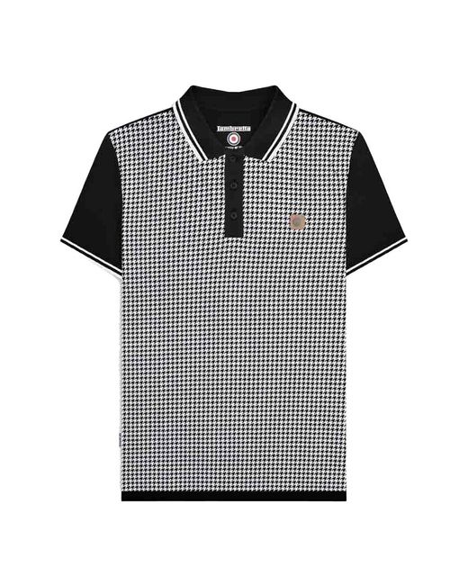 Lambretta Black Ss24 Houndstooth Polo Shirt Cotton for men