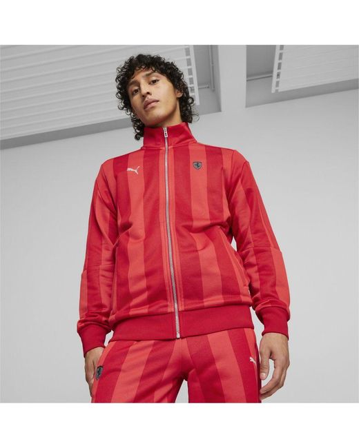 PUMA Red Scuderia Ferrari Style T7 Track Jacket Polyester/cotton for men