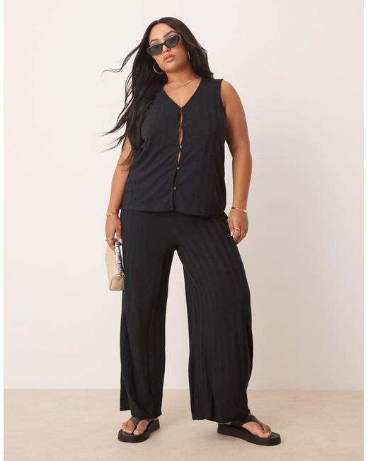 Vila Curve Black Lightweight Rib Knit Sleeveless Waistcoat Co-Ord