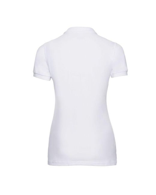 Russell White Ladies Piqué Stretch Polo Shirt