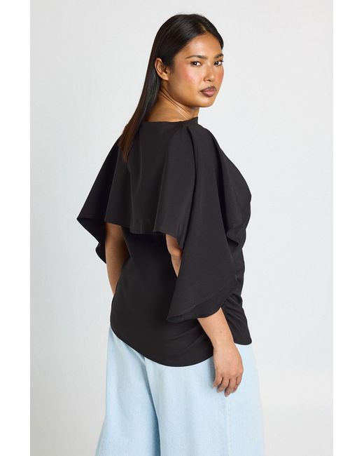 Boohoo Black Plus Cape Overlay Top