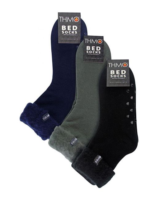THMO Blue 3 Pack Bed Socks With Grips for men