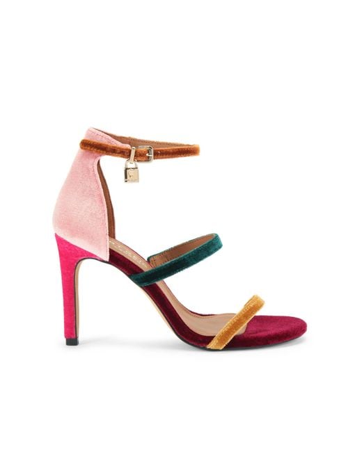 Kurt Geiger Pink Velvet Park Lane Sandals