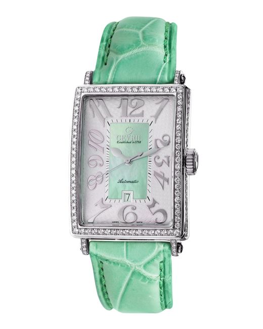 Gevril Green Glamour Dial Leather Watch