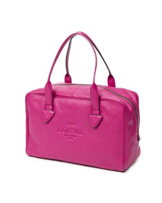 Loewe Pink Logo Boston Handbag