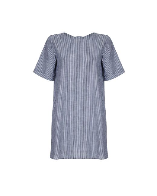 Yumi' Blue Ladies Relaxed Round Neck Tunic Dress