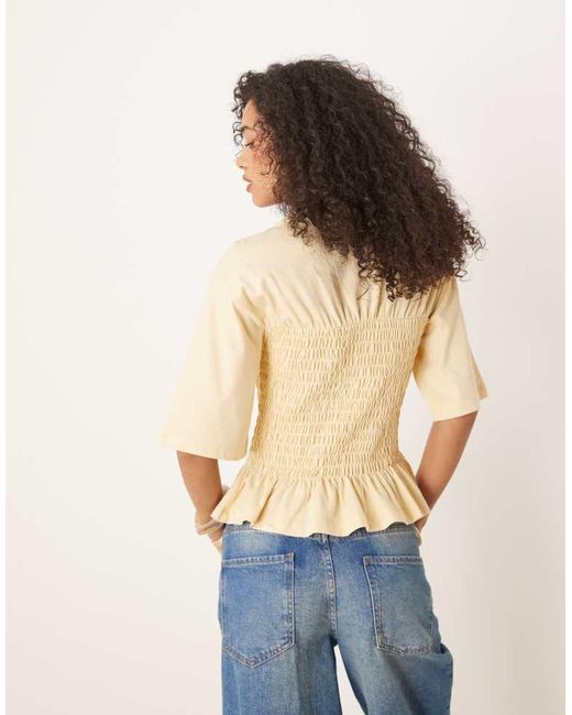 ASOS Blue Shirred T Shirt Top
