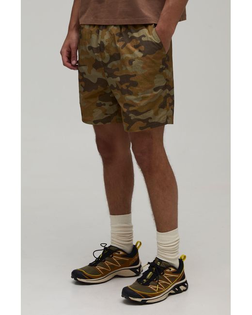 BoohooMAN Green Relaxed Camo Mid Length Ripstop Short for men