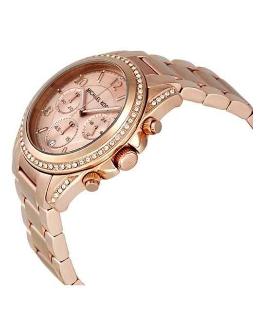 Michael Kors Mk5263 Ritz Rose Plated Crystal Set Chronograph Bracelet Watch Lyst UK