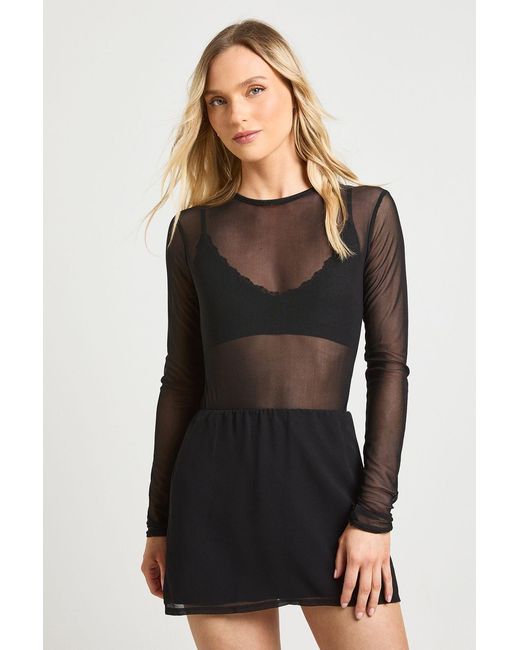 Boohoo Black Petite Chiffon Mini Skirt