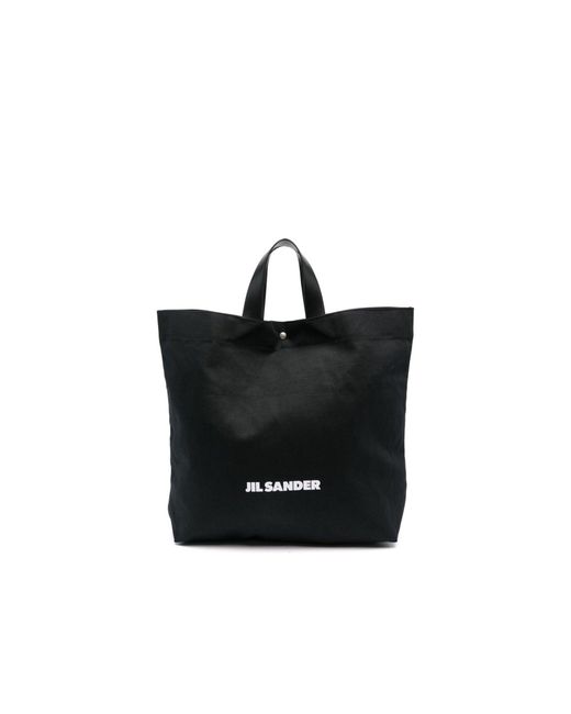 Jil Sander Logo Print Tote Bag in het Black voor heren