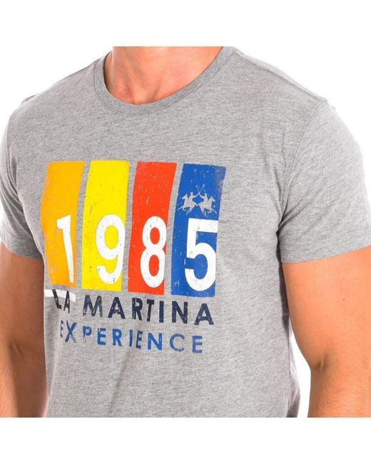 La Martina Gray Short Sleeve T-Shirt Tmr319-Js206 for men