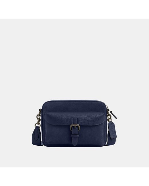 COACH Blue Warner Crossbody Bag In Suede for men