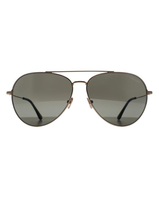 Tom Ford Gray Aviator Shiny Rose Smoke Dashel Ft0996 Metal