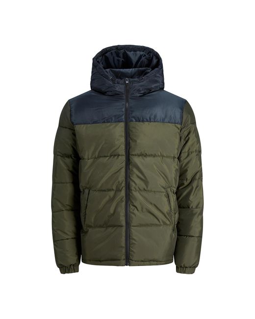 Jack & Jones Green Regular Fit Long Sleeves Puffer Hood Forest Night for men