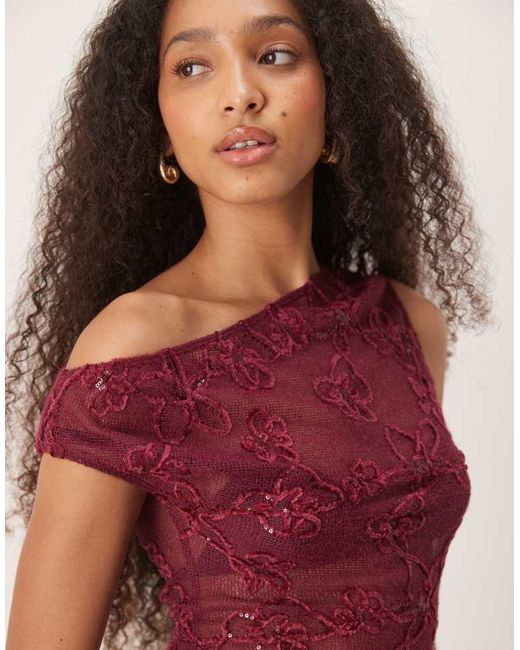 Motel Red Kaido Sequin Knit Midi Dress