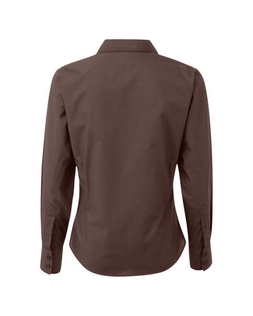 PREMIER Brown Ladies Poplin Long Sleeve Blouse / Plain Work Shirt ()