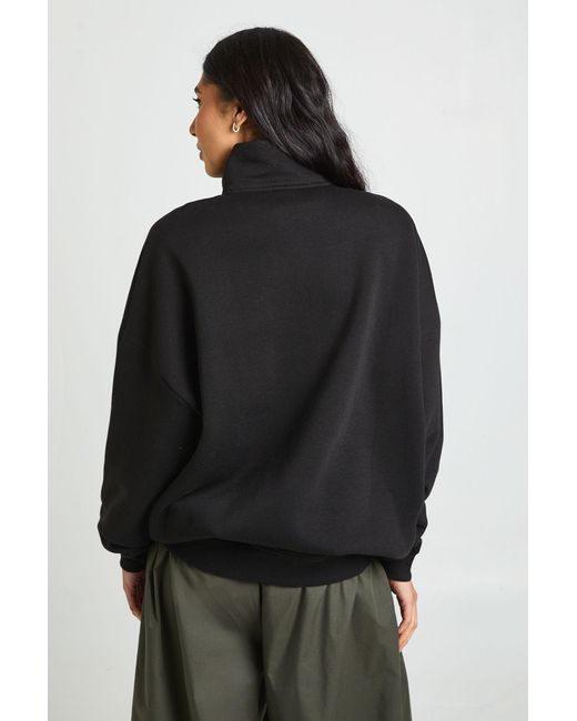 Boohoo Black Tall Oversized Half Zip Sweatshirt