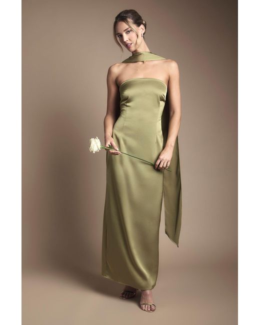 audrey hepburn style bridesmaid dresses Bridal Ivory Satin Bandeau Eira Maxi Dress main image 1