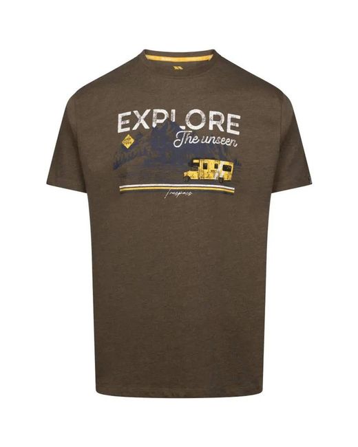 Trespass Brown Thelon Printed Casual T-Shirt (Marshland Marl) for men