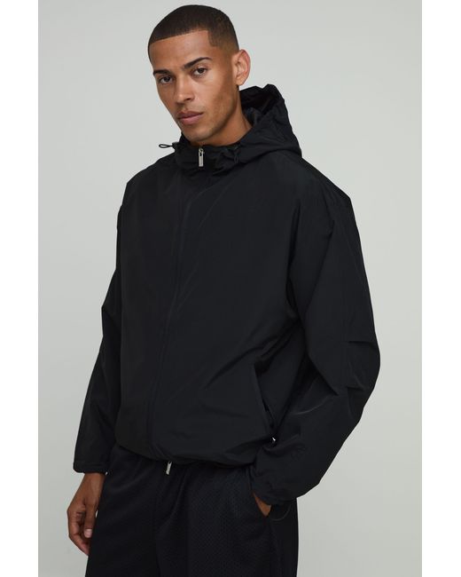 BoohooMAN Blue Oversized Boxy Hooded Toggle Cagoule for men